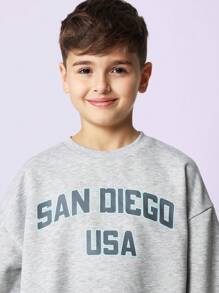 SUMWON Tween Boys Comfy Regular Fit Double Layer Sweatshirt And Straight Fit Sweatpants 2 Piece Set