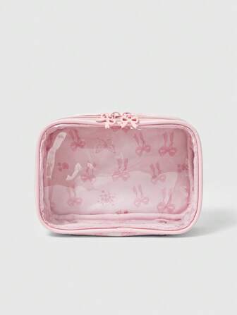 Kawaii Süße Schmetterling Muster transparente Splice Kosmetiktasche, quadratische tragbare Kulturbeutel Organizer, Artikelnr. 1085369
