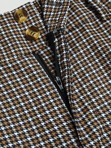 Celure Plus Size Women Houndstooth High Waist Belt Wide Leg Pants