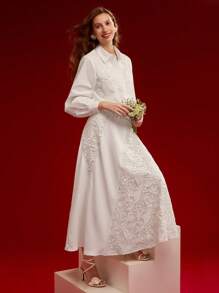 MOTF PREMIUM 对比色蕾丝斜裁裙，情人节 - 白色 - 查看 8