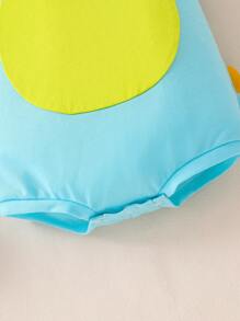 SHEIN Barboteuse sans manches à imprimé et boutons-pression pour bébé garçon, design minimaliste