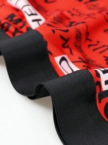 4pcs/Set Letter & Number Printed Men's Boxer Briefs