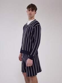 Musero Knit Button Up Striped Cardigan