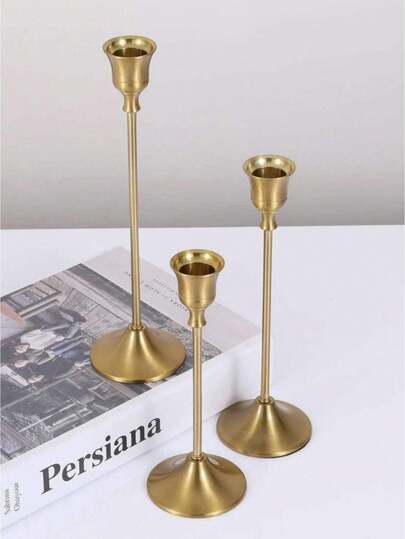3件套复古创意欧式金属烛台摆件简约风格婚礼装饰酒吧派对客厅装饰家居餐厅装饰烛台