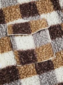 Calvaya Plus Size Casual Plaid Fleece Jacket For Autumn/Winter - Multicolor - View 3