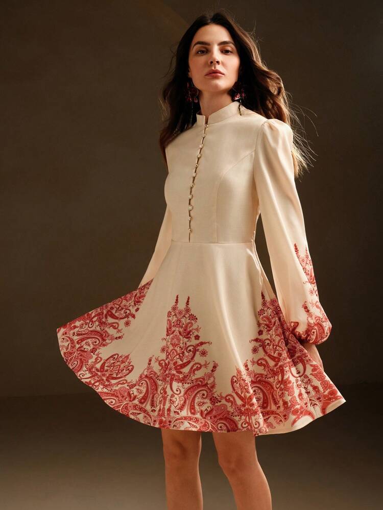 Spring/Autumn Women's Elegant Printed Mini Dress