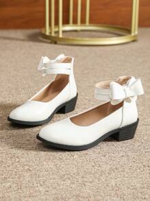 Chú ý: Giày cao gót trẻ em cho bé gái, Giày cao gót trẻ em màu trắng, Giày công chúa cao gót tuổi teen - trắng - Xem 2