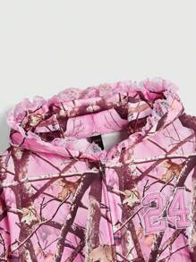 ROMWE Fairycore Y2K Streetwear 女款树叶迷彩图案卫衣 - 粉色 - 查看 4