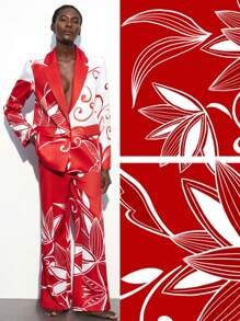 Maija White Floral Printed Red Women Blazer Jacket, Suitable For Spring/Summer Holidays,Festival - Red - View 1