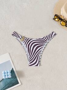 SHEIN Swim Summer Beach Women Swimwear Bottom With Sexy Floral Print & Golden Accessories