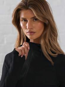 Musera Sport Zip Up Hooded Jacket Gym Fitness - Black - View 5