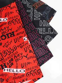 4pcs/Set Letter & Number Printed Men's Boxer Briefs