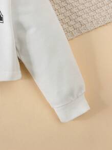 SHEIN 2 件女童格子罩衫领运动衫 + 格子裙套装，春/秋 - 白色 - 查看 6
