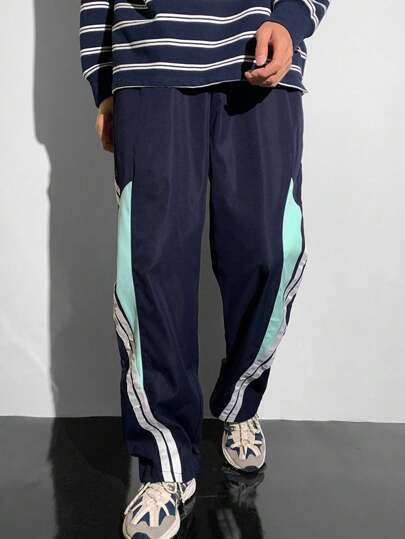 SHEIN Explorewe 青少年男孩休闲时尚彩色喷漆图案长裤