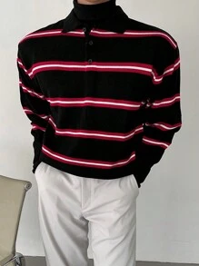 DAZY Men's Front Button Striped Casual Knit Sweater Fall,Winter - Multicolor - View 3