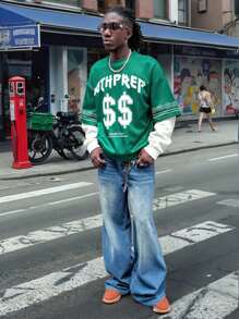 Manfinity VCAY Men's Digital Print Loose Knit Pullover Sweatshirt, For Fall Winter - Multicolor - View 3