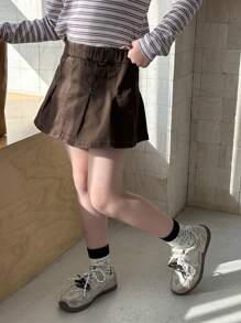 Dazy Kids Tween Girl Jean Skirt - Brown - View 7