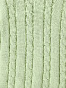 Fashionable Baby Girls' Green Cable Knit Warm Sweater - Mint Green - View 5