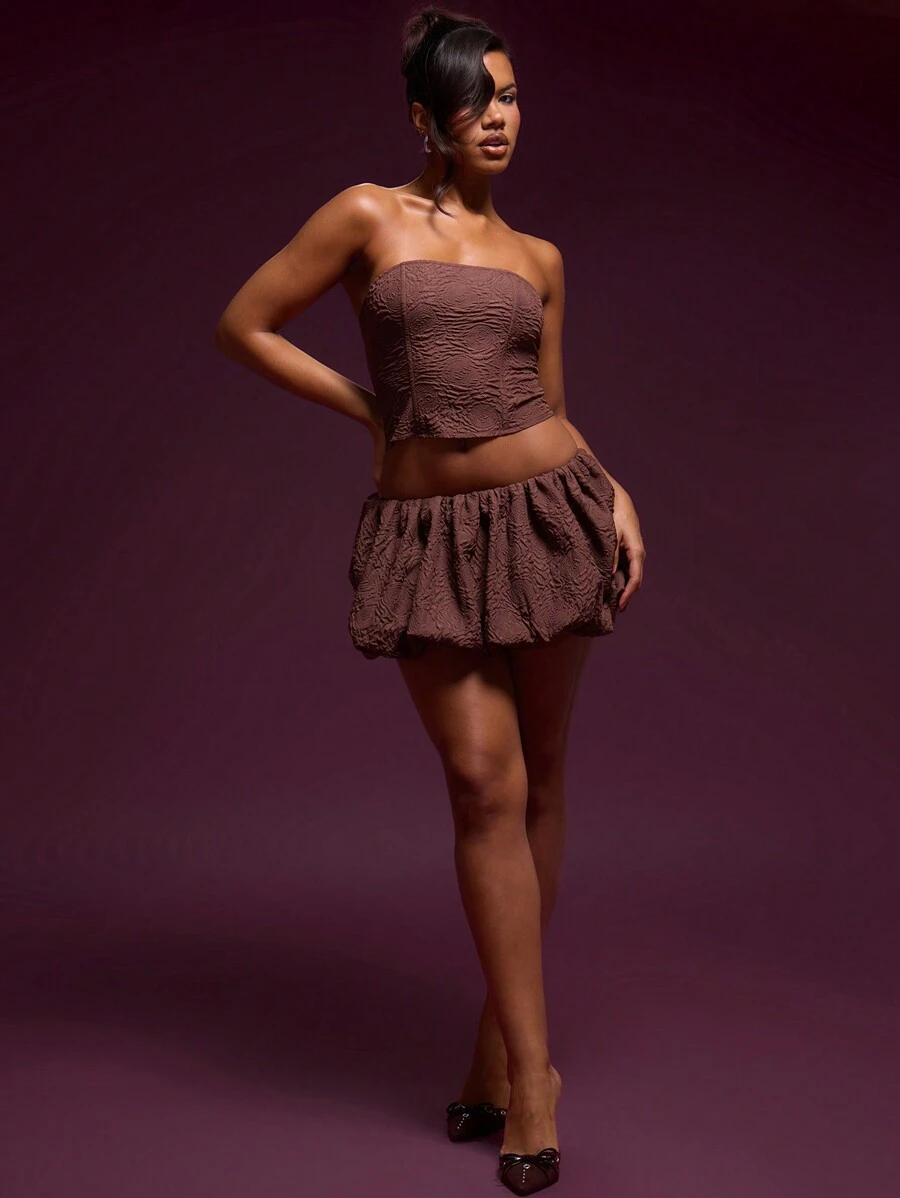 MUSERA Floral Embossed Puff Ball Mini Skirt Birthday Y2k Summer Chic Elegant Party