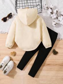 SHEIN Leap Crew Bộ 2 Áo Hoodie Họa Tiết Trái Tim Có Viền Cong Trễ Vai Cho Bé Gái, Phong Cách Thể Thao, Thích Hợp Mặc Thường Ngày & Hàng Ngày & Đi Học Hàng Ngày Vào Mùa Thu & Đông - Nhiều màu - Xem 2