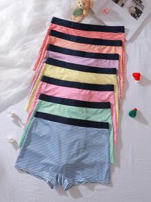 7pcs/Pack Milk Silk Striped Casual Waistbands Underwear For Teenage Boys