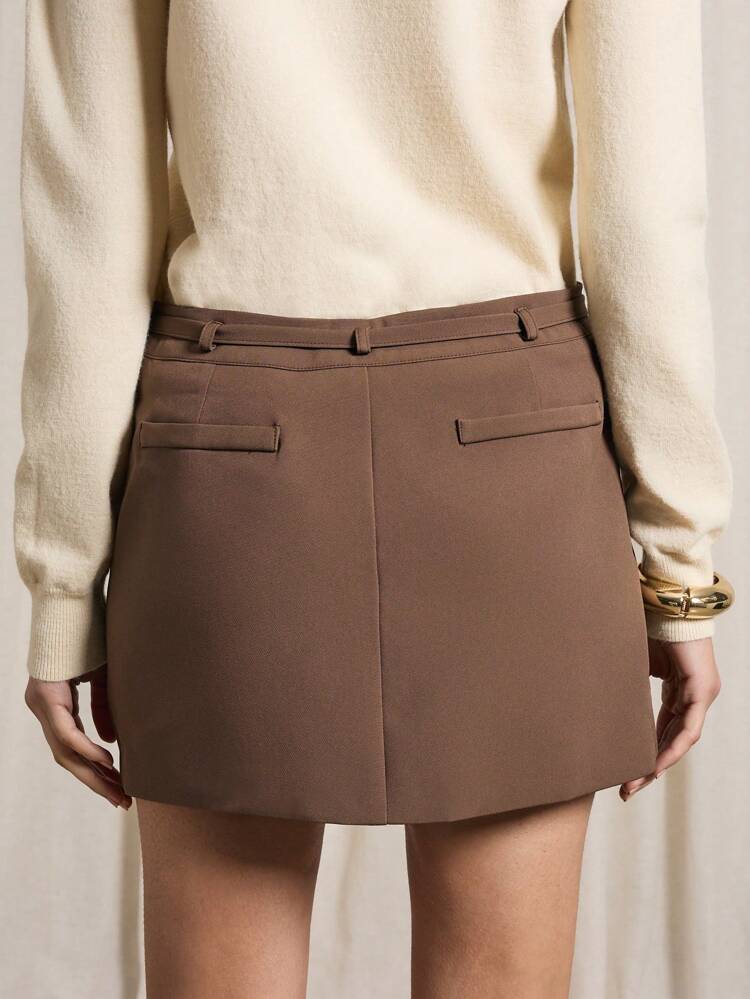 Dainty Belt Tailored Mini Skirt