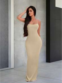 Zolique Vestido con espalda descubierta y cruzado sexy para mujer