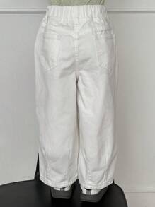 DAZY Calça Denim Casual Soltinha, Ajuste Slim, para Uso Diário, Menina Jovem