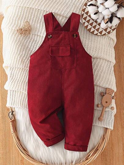 SHEIN Macacão Versátil e Simples de Primavera/Verão Para Bebê Menino de Cor Lisa