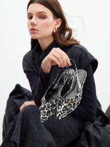 CUCCOO BIZCHIC Pre Fashion 女式尖头豹纹平底鞋 - 黑與白 - 查看 6