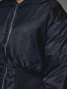 MISSGUIDED Kurtka typu bomber premium z zamkiem błyskawicznym z przodu, prążkowane wykończenie, jesień zima, styl uniwersytecki, ocieplana, odzież uliczna, moda - Królewski Niebieski - Zobacz 5