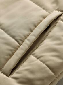 Manfinity EZcore 1pc Men's Thermal Lined Zipper Vest Coat In Loose Fit - Apricot - View 4