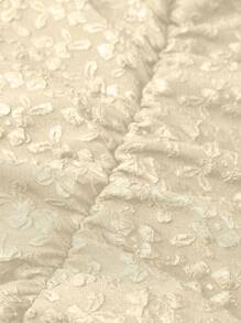 SHEIN Unity Plus Size Elegant Solid Color Jacquard Lantern Sleeve Cinched Waist Mini Dress For Autumn Fall Cloth For Women - Apricot - View 7
