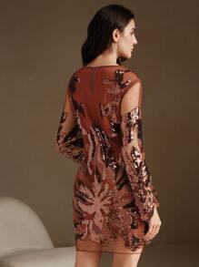 Anewsta Black Beaded Mini Dress Shine Simple Fashionable Daily