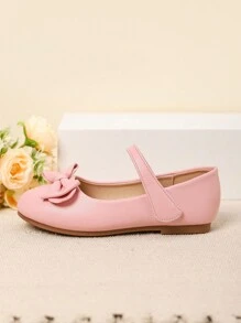 Girls Spring/Summer Silver Bow Cute Princess Flats, Big Kids Casual Low Vamp Student/Ballet Performance Shoes