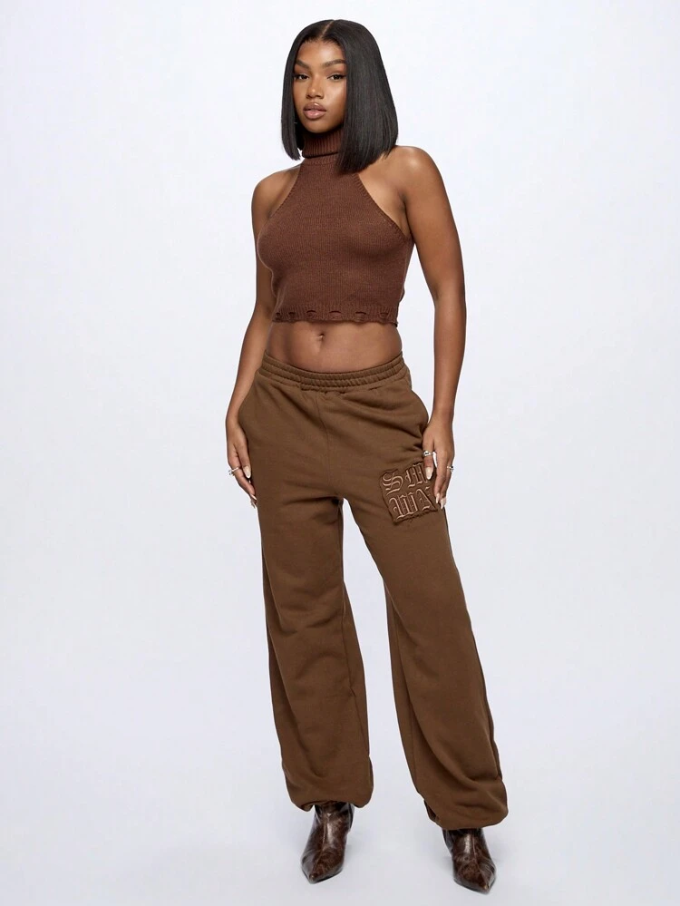 SUMWON WOMEN Oversized High Waisted Relaxed Fit Elastic Waist Sweatpants
