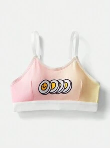 Gudetama X SHEIN Tween Girl Letter & Cartoon Print Sutien Ringer Ombre