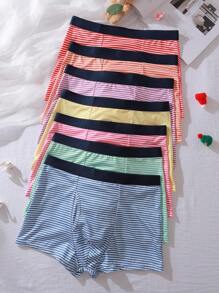 7pcs/Pack Milk Silk Striped Casual Waistbands Underwear For Teenage Boys