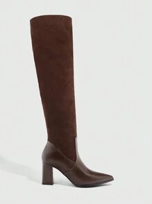 CUCCOO SZL 时尚秋冬性感细高跟过膝长靴，适合情人节派对 - 棕色 - 查看 4