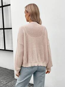 SHEIN LUNE Button Front Drop Shoulder Cardigan - Apricot - View 2