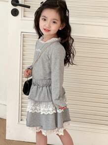 DAZY 2pcs/Set Pakaian Kasual Musim Gugur untuk Anak Perempuan (Remaja) - Grey - View 3