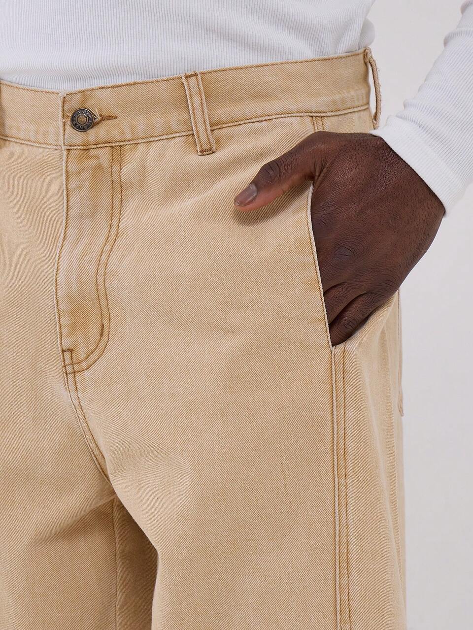 Seam Detail Loose Fit Washed Denim Jeans