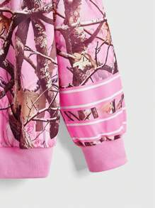 ROMWE Fairycore Y2K Streetwear 女款树叶迷彩图案卫衣 - 粉色 - 查看 3