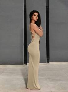 Zolique Vestido con espalda descubierta y cruzado sexy para mujer