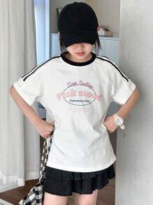 DAZY 青少年女孩 T 恤，秋季服装 - 白色 - 查看 3