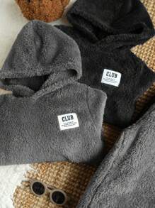 4-częściowy strój dla młodych chłopców, wygodny, swobodny styl dla młodych chłopców, dwustronna bluza z kapturem z polaru i spodnie ze ściągaczem, 2-częściowy zestaw, 2 kolory, odpowiedni do dojazdów do pracy, szkoły, domu, na co dzień, na imprezę, na wyjście