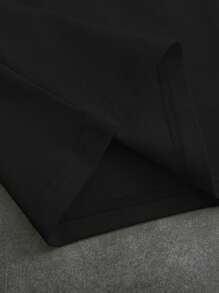 Manfinity Campus Court Aesthetic Post--Men's Solid Color Patchwork Short Sleeve Number Print Polo Shirt - Black - View 3