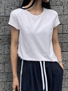 DAZY Basic Casual Solid Color Office Lady T-Shirt For Women, Spring/Summer