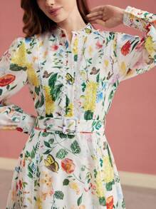 MOTF PREMIUM VESTIDO FLUIDO CON ESTAMPADO FLORAL, ATUENDO PARA EL DÍA DE SAN VALENTÍN, PRIMAVERA/VERANO - Multicolor - Ver 3