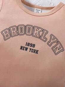SHEIN Ensemble de 2 pièces pour bébé fille, Top à manches longues imprimé lettres assorti avec leggings, tenue casual pour automne/hiver